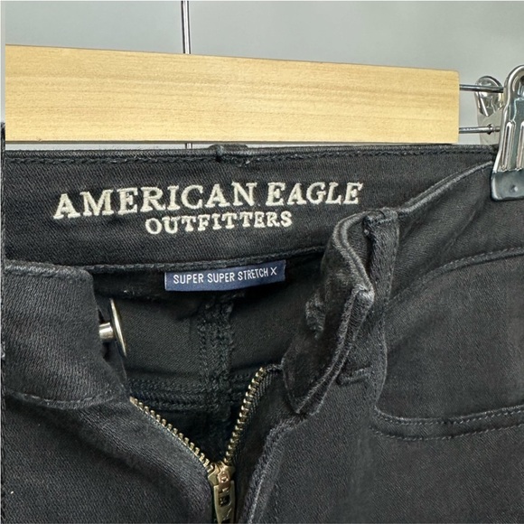 American Eagle Outfitters Black Super Super Stretch Skinny‎ Jeans Sz 8 Short - Picture 4 of 9